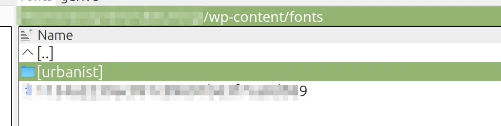 File manager showing wp-content fonts folder with locally hosted Google Font files