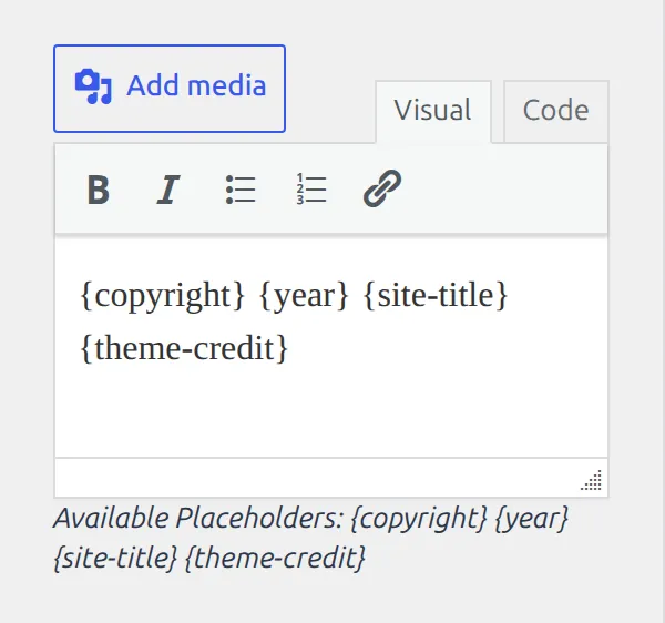 The Footer Copyright HTML editor