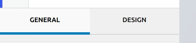 The General and Design tabs at the top of a Kadence section