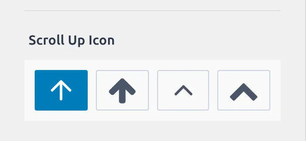 The Scroll Up Icon picker showing the arrow choices