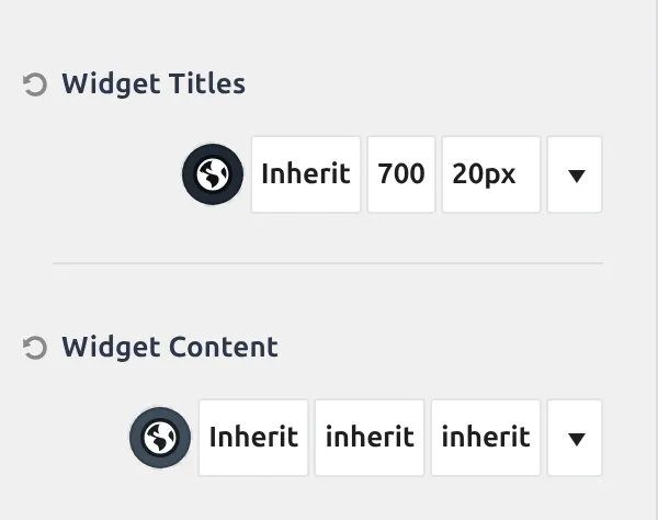 The Sidebar Design tab showing widget title typography