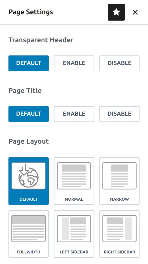 Kadence Page Settings showing per-page sidebar position override