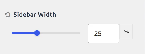 Kadence Customizer General Sidebar section with the Sidebar Width percentage control