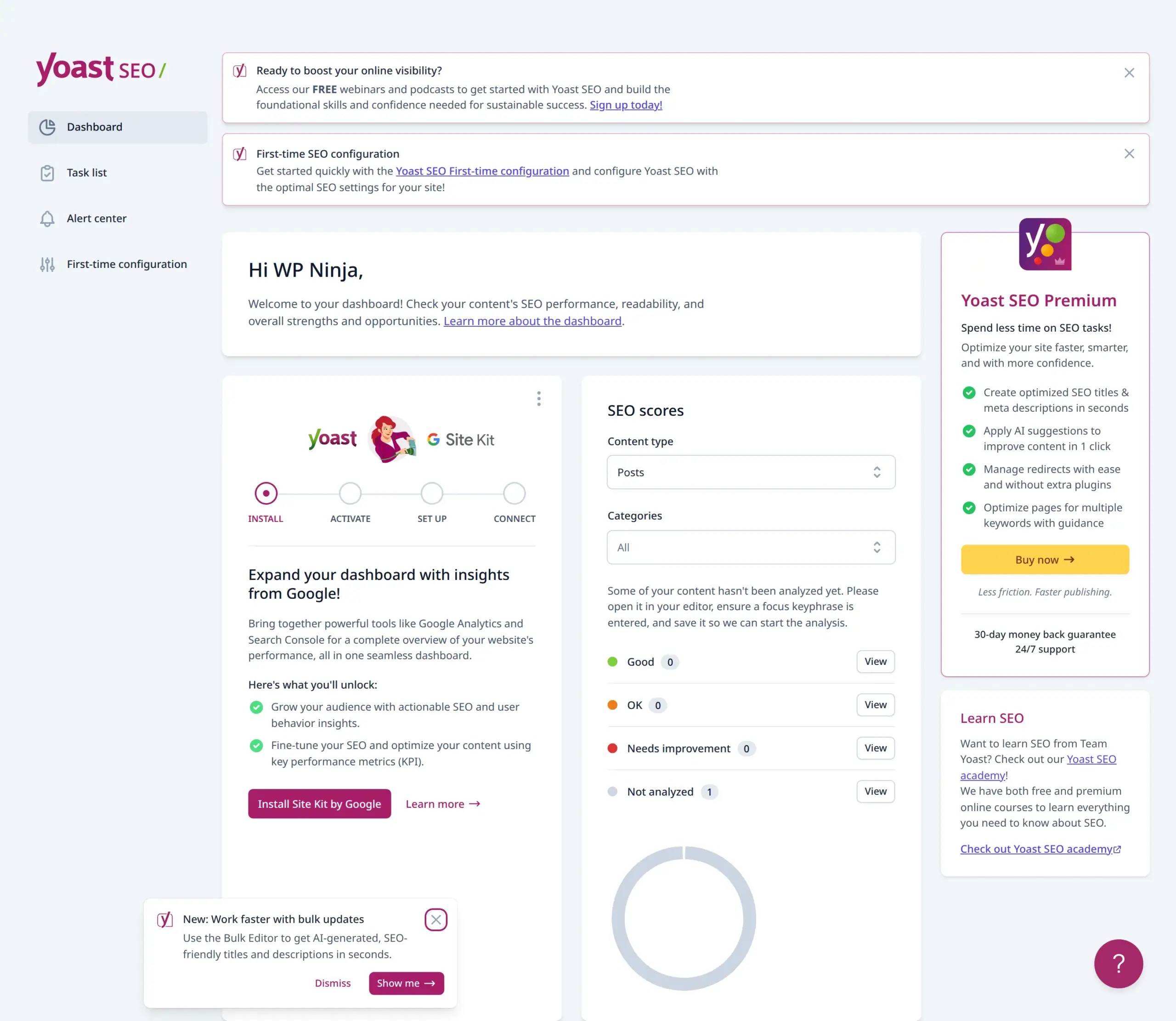Yoast SEO first-time configuration wizard
