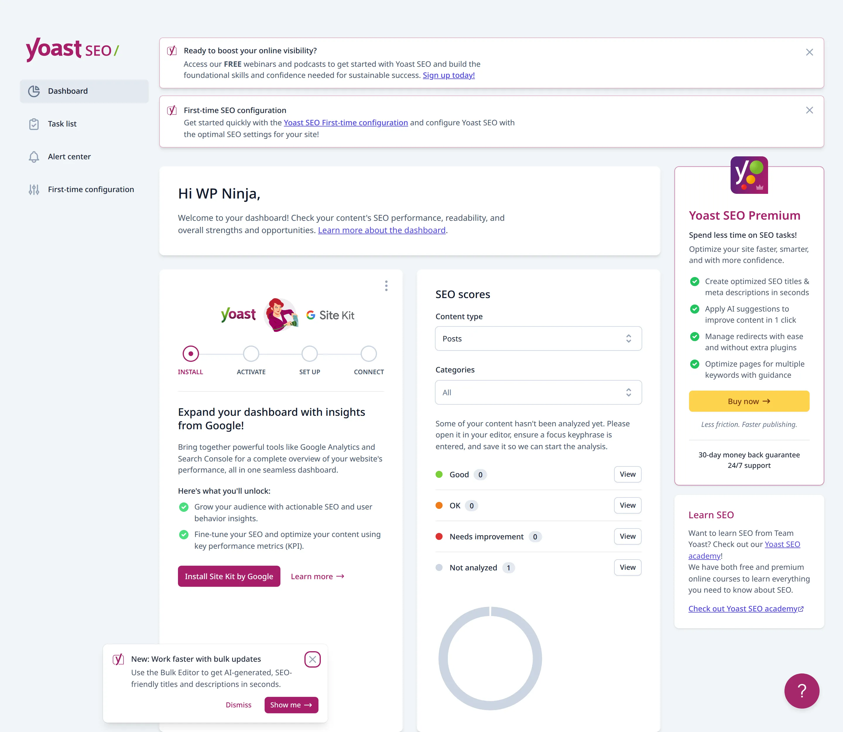 Yoast SEO first-time configuration wizard