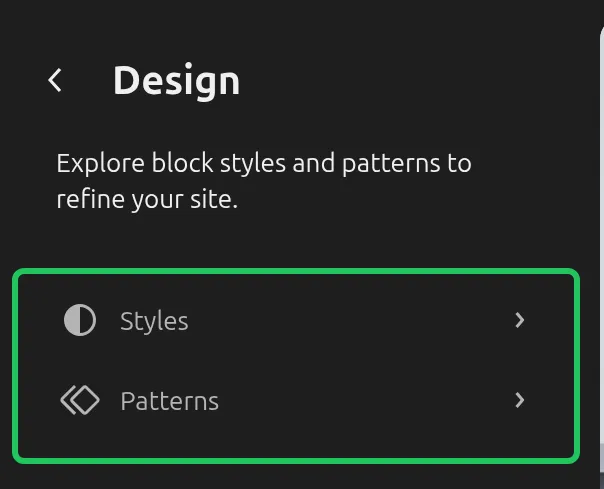 WordPress 7.1 Design screen under Appearance on the Kadence classic theme showing only Styles and Patterns